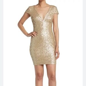 Dress the Population Mae Sequins Mini Dress Brushed Gold Medium